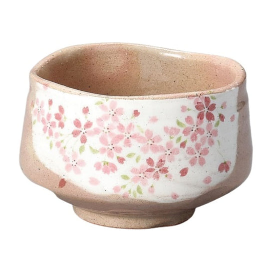 美濃焼 抹茶茶碗 白化粧ピンク桜 カネ仁